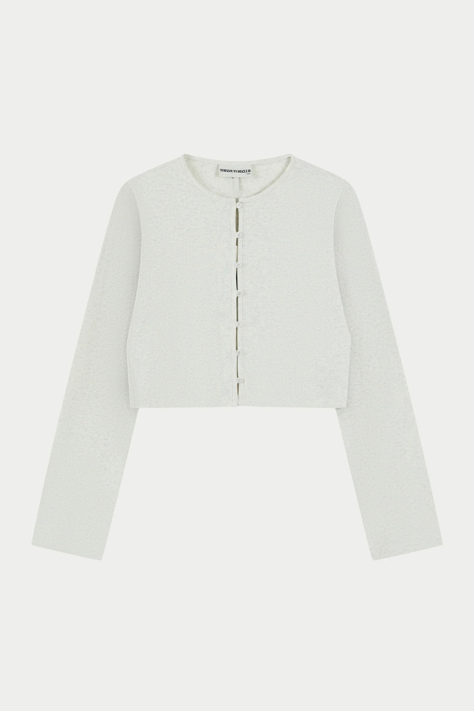 RIBBED BUTTON THROUGH TOP - GREY | The Couture Club