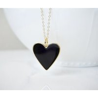 Large Black & Gold Heart Necklace, Robin Egg Blue Enamel I Love You, Layering Necklace, Gift For Her, Everyday Jewelry | Etsy (UK)