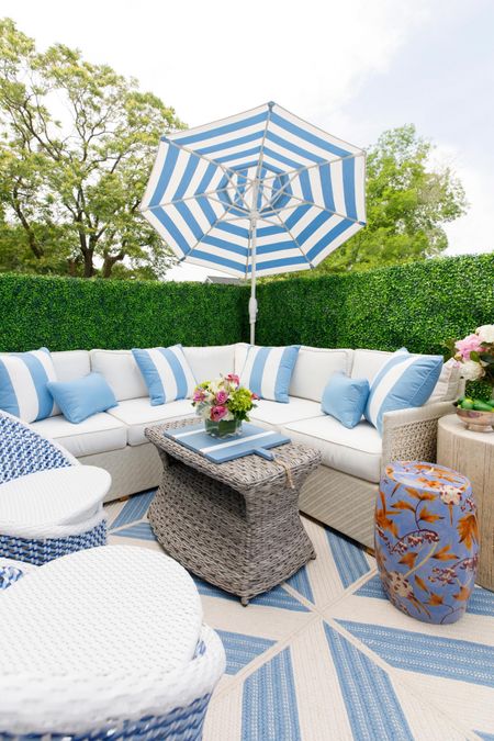 Our outdoor patio set-up always brings a smile to my face ☀️ The outdoor striped umbrella and outdoor furniture are the perfect additions to our backyard

#LTKhome #LTKfamily #LTKSeasonal 

#LTKunder100 #LTKFind #LTKstyletip