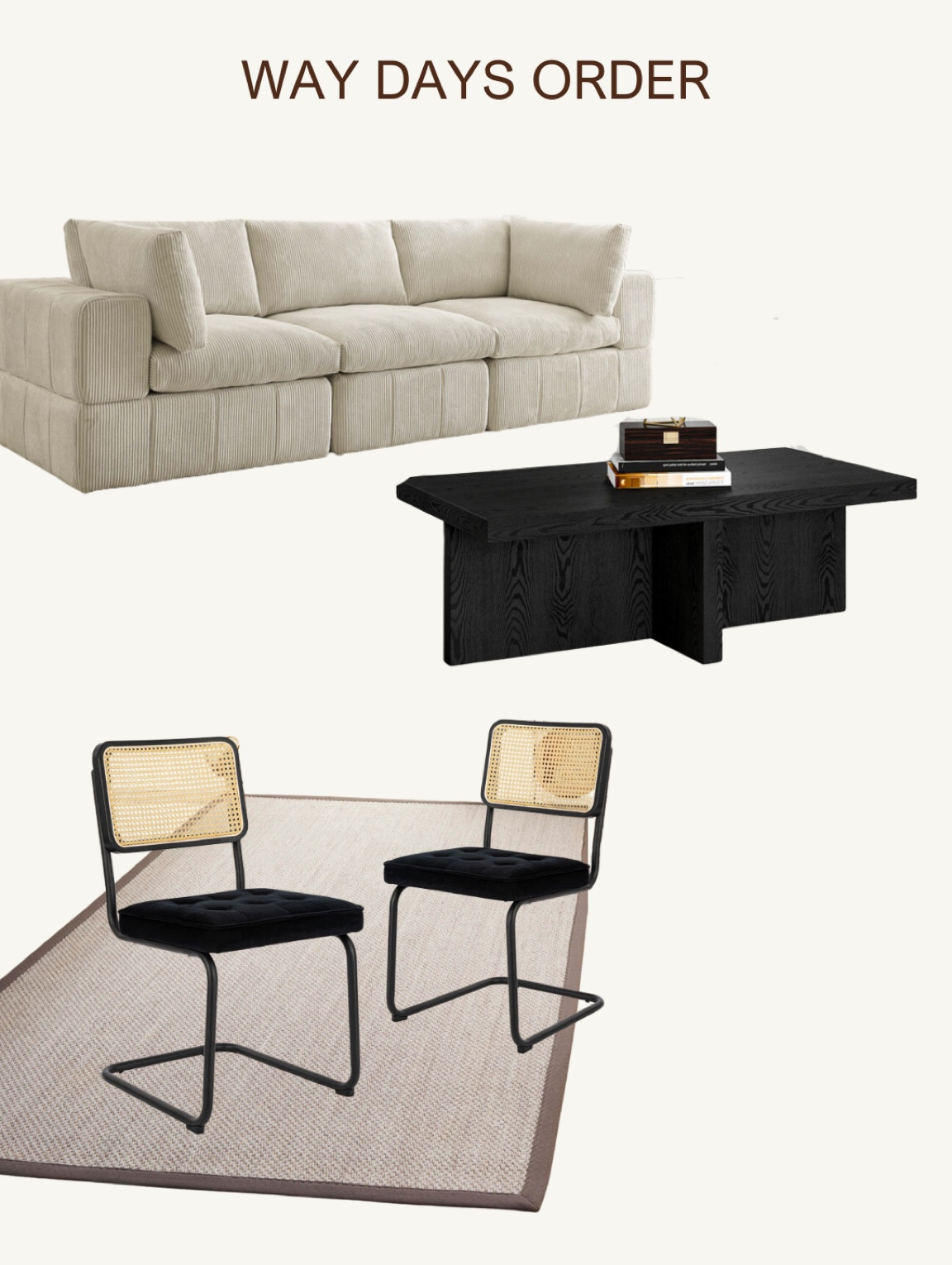 My Way Days order from Wayfair! The Way Days sale is the best time to score great deals on furniture on sale. I ordered a corduroy sofa, wood coffee table, rattan dining chairs and large area rug all on sale. 

#LTKhome #LTKsalealert