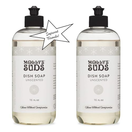 Molly's Suds Natural Liquid Dish Soap | Long-Lasting, Powerful Plant-Powered Ingedients | Unscented, Fragrance Free | 16 oz - 2 Pack | Amazon (US)