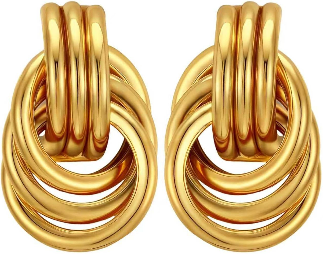 Valentines Day Gifts for Her-Earrings for Women 14K Gold Plated Chunky Knot Earrings Dangle Trend... | Amazon (US)