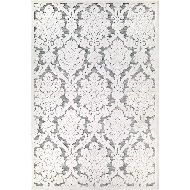 My Texas House Charlotte 7'9" X 10'10" Natural Gray Floral Area Rug - Walmart.com | Walmart (US)