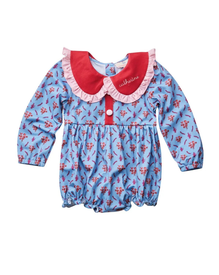 Slate Blue Floral Bubble | Smockingbird Kids