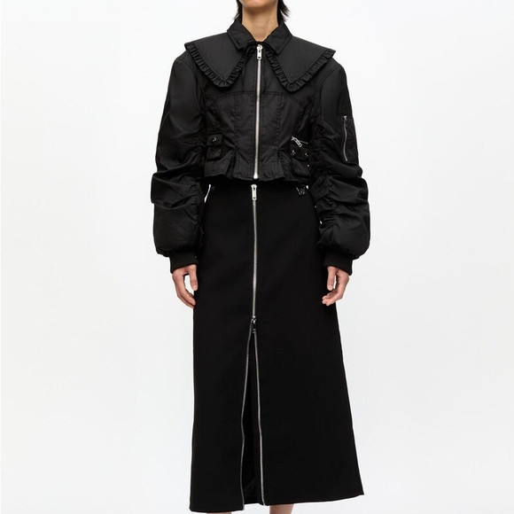 Ganni Black Ruffled Jacket | Poshmark