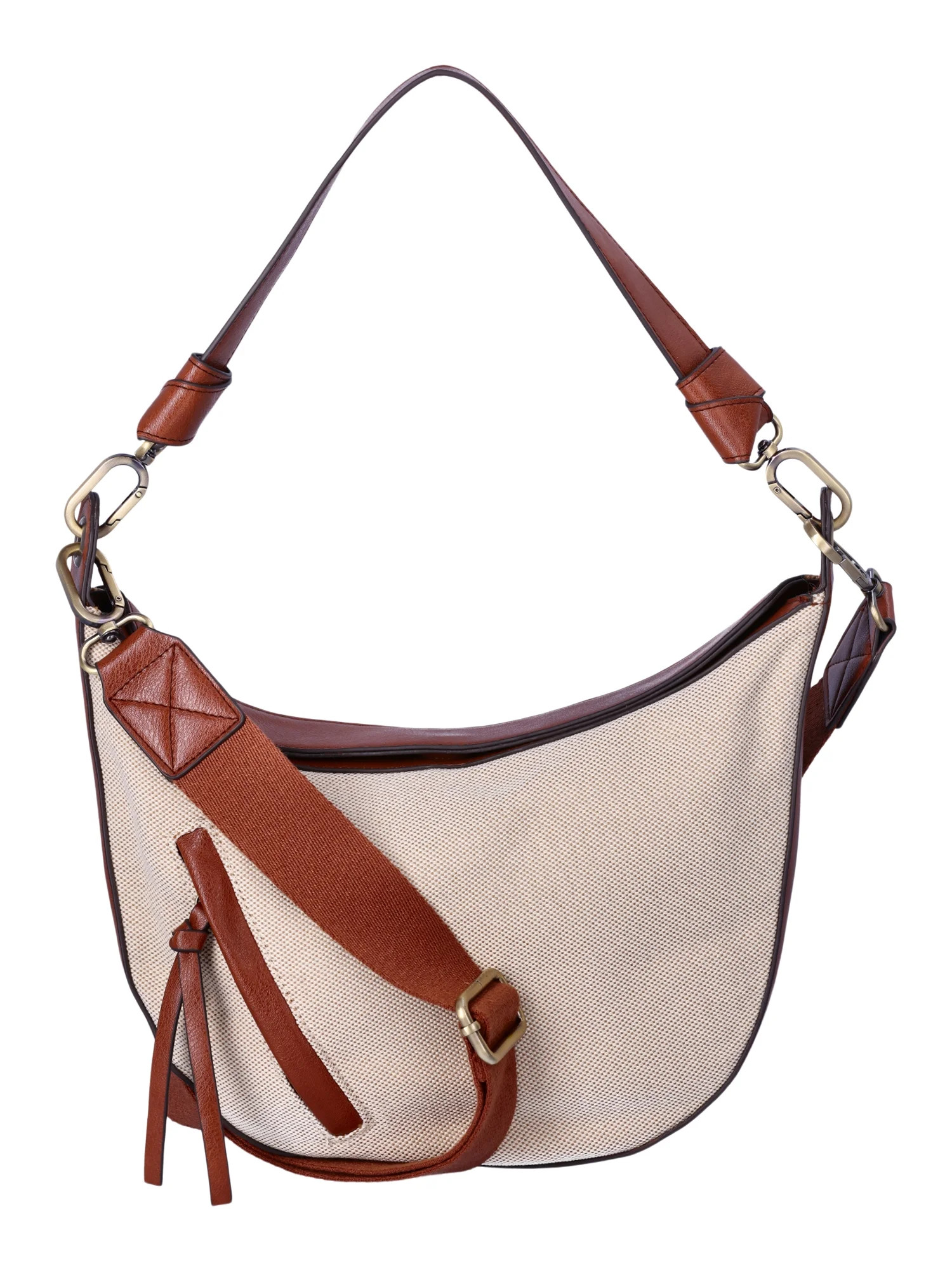 Time and Tru Women's Selena Hobo Crossbody Bag, Natural Cognac | Walmart (US)