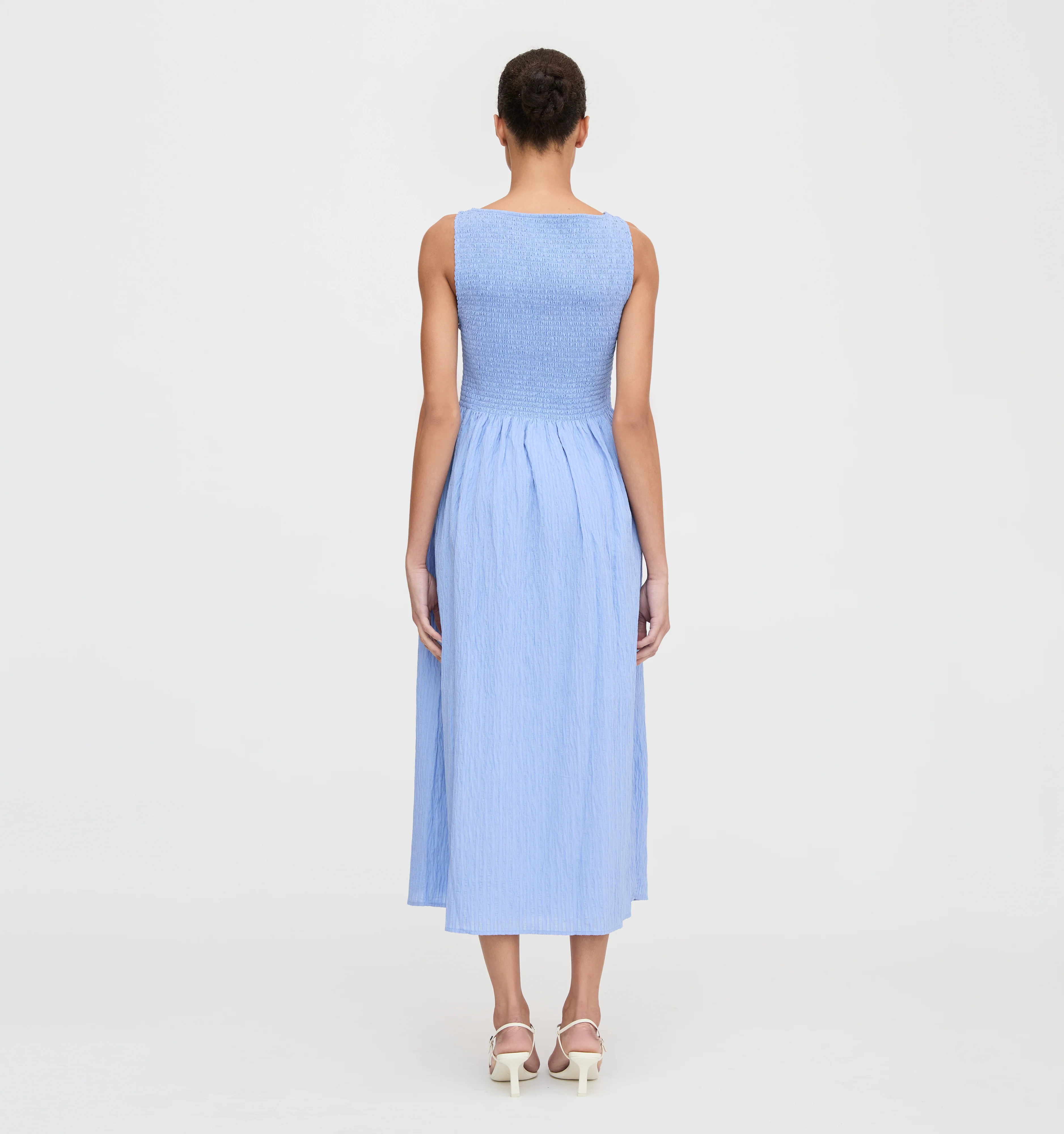 The Cosima Nap Dress - Bluebird Tonal Seersucker | Hill House Home US