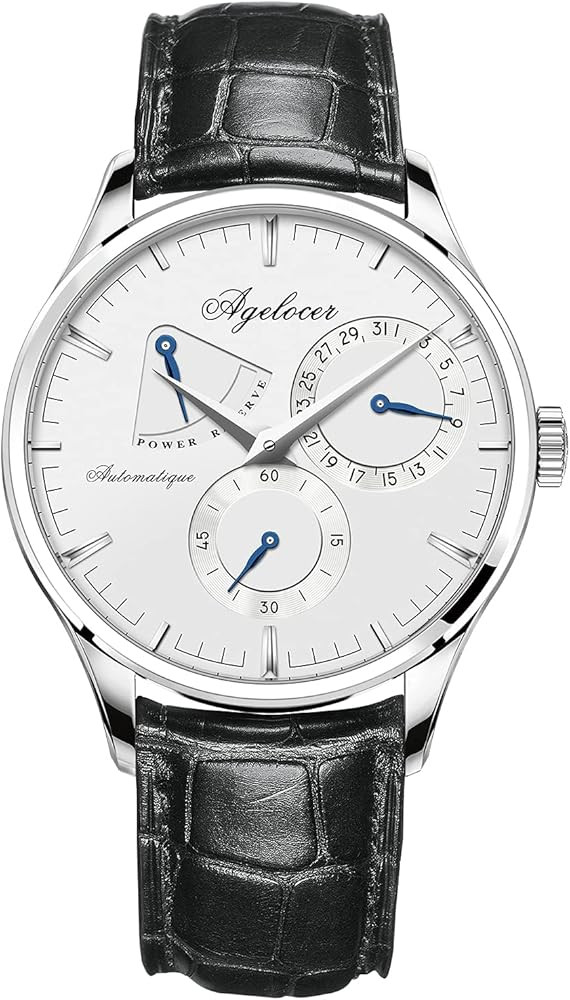 AGELOCER Men's Top Brand Luxury Mechanical Automatic Calendar Power Reserve 42H Analog Stainless ... | Amazon (US)