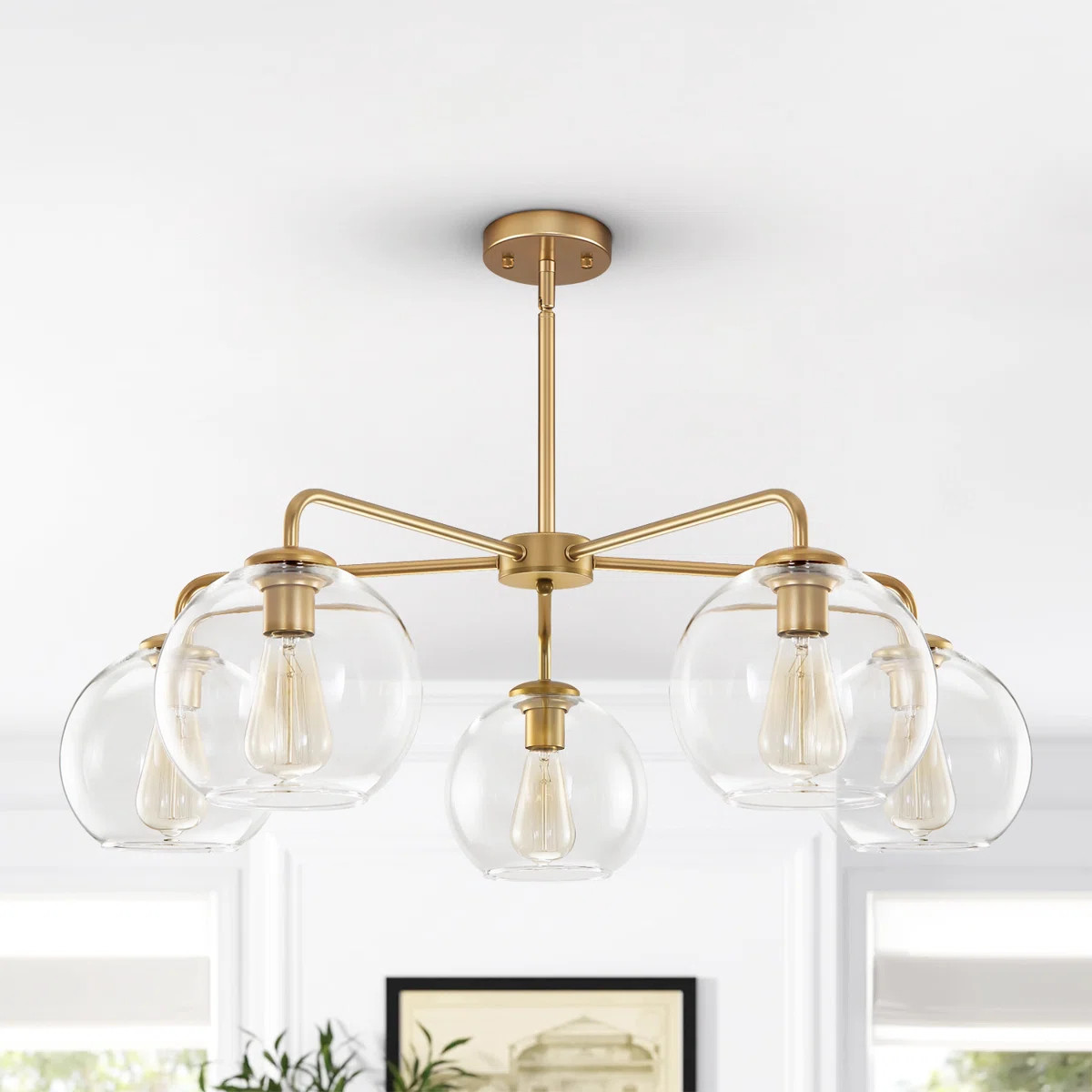 Royelle 5 - Light Sputnik Sphere Modern Glass Bubble Chandelier | Wayfair North America