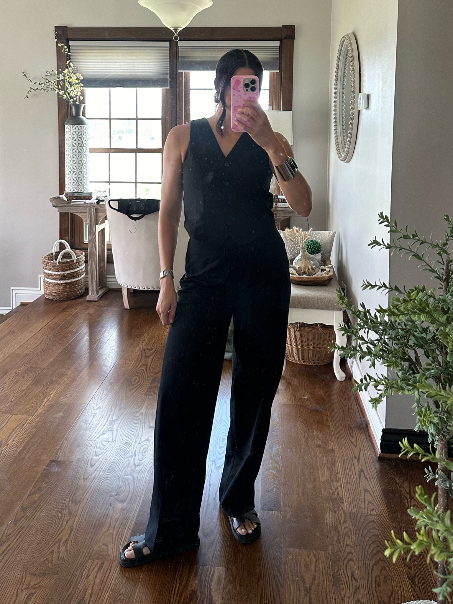 Affordable OOTD
Black vest, black trousers and black sandals. 
Wearing a small in vest; 4 in trousers and an 8 in sandals 


#LTKsalealert #LTKstyletip #LTKworkwear