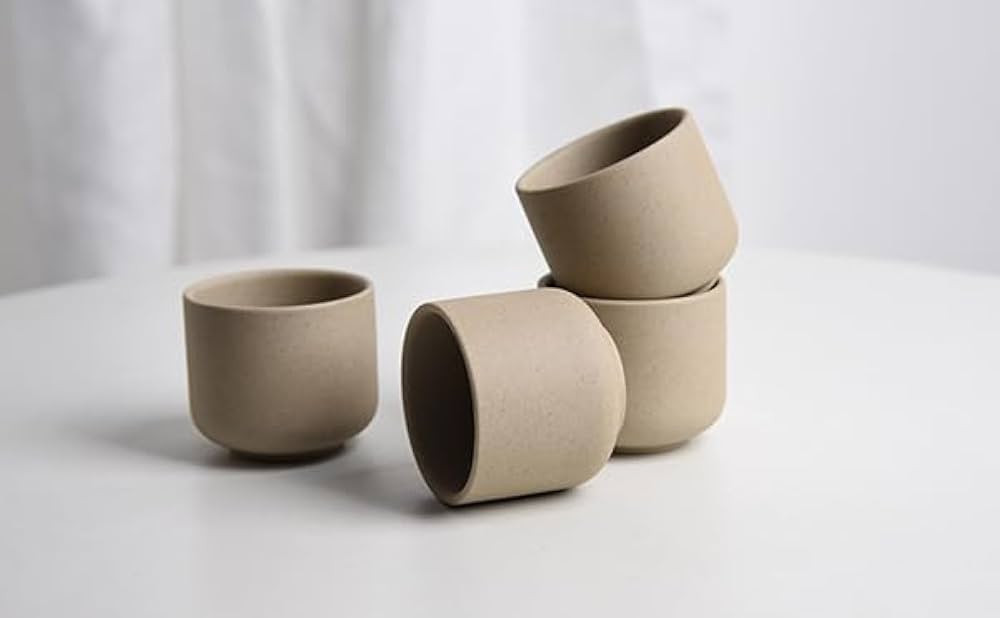 SYJAN HOME Ceramic teacups set of 4,No Handle Chinese KungFu Tea cups,3.5oz Teacups Japanese Teac... | Amazon (US)