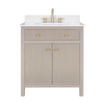 allen + roth Sandbanks 30-in Greige Undermount Single Sink Bathroom Vanity with White Engineered ... | Lowe's