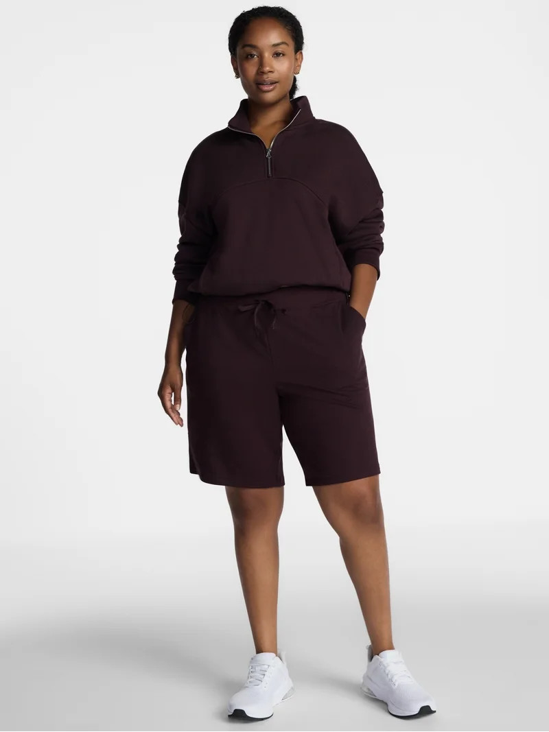 Athletic Works Women's French Terry Bermuda Shorts, 9" Inseam, Sizes XS-XXXL | Walmart (US)