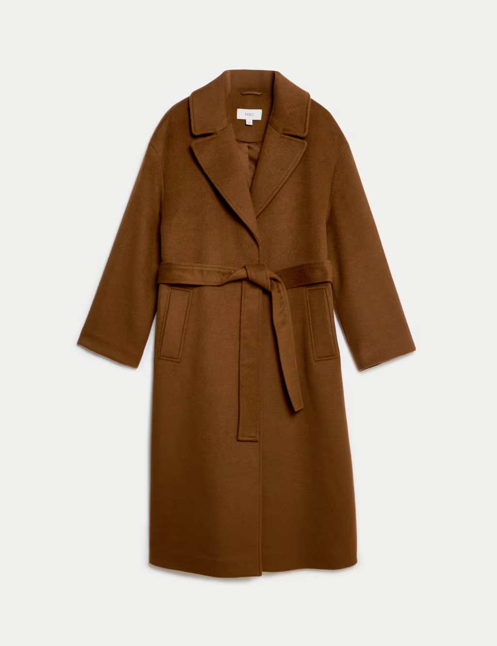 Wool Blend Belted Single Breasted Longline Wrap Coat | Marks & Spencer (UK)