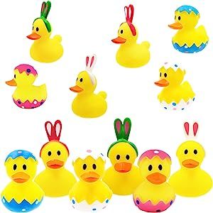 The Dreidel Company Happy Easter Rubber Duck Toy Bunny Rabbit Duckies for Kids Easter Eggs, Bath ... | Amazon (US)