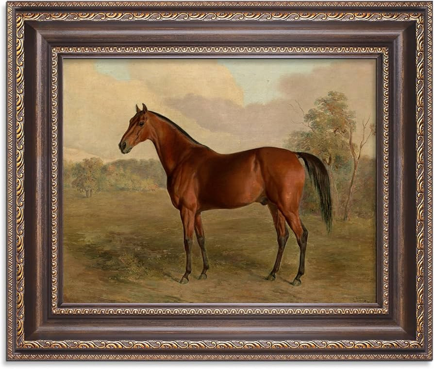 Pinetree Art Framed Canvas Wall Art Room Decor, Vintage Horse Paintings Prints, Rustic French Far... | Amazon (US)