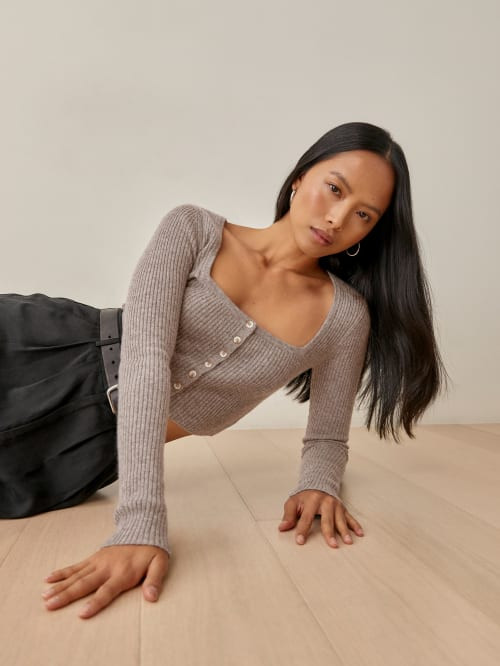 Idina Cashmere Cropped Cardigan | Reformation (Global)