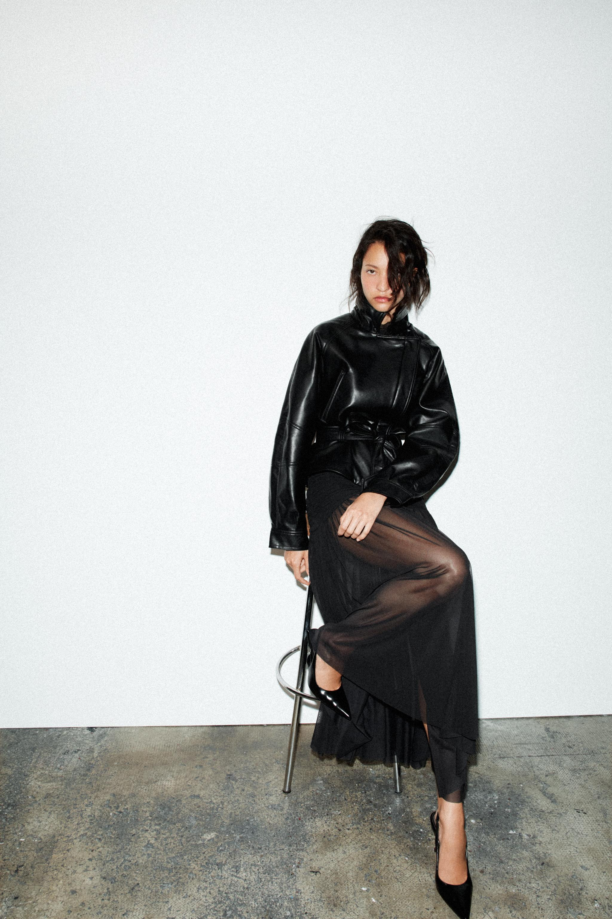 FAUX LEATHER PEPLUM JACKET | Zara US