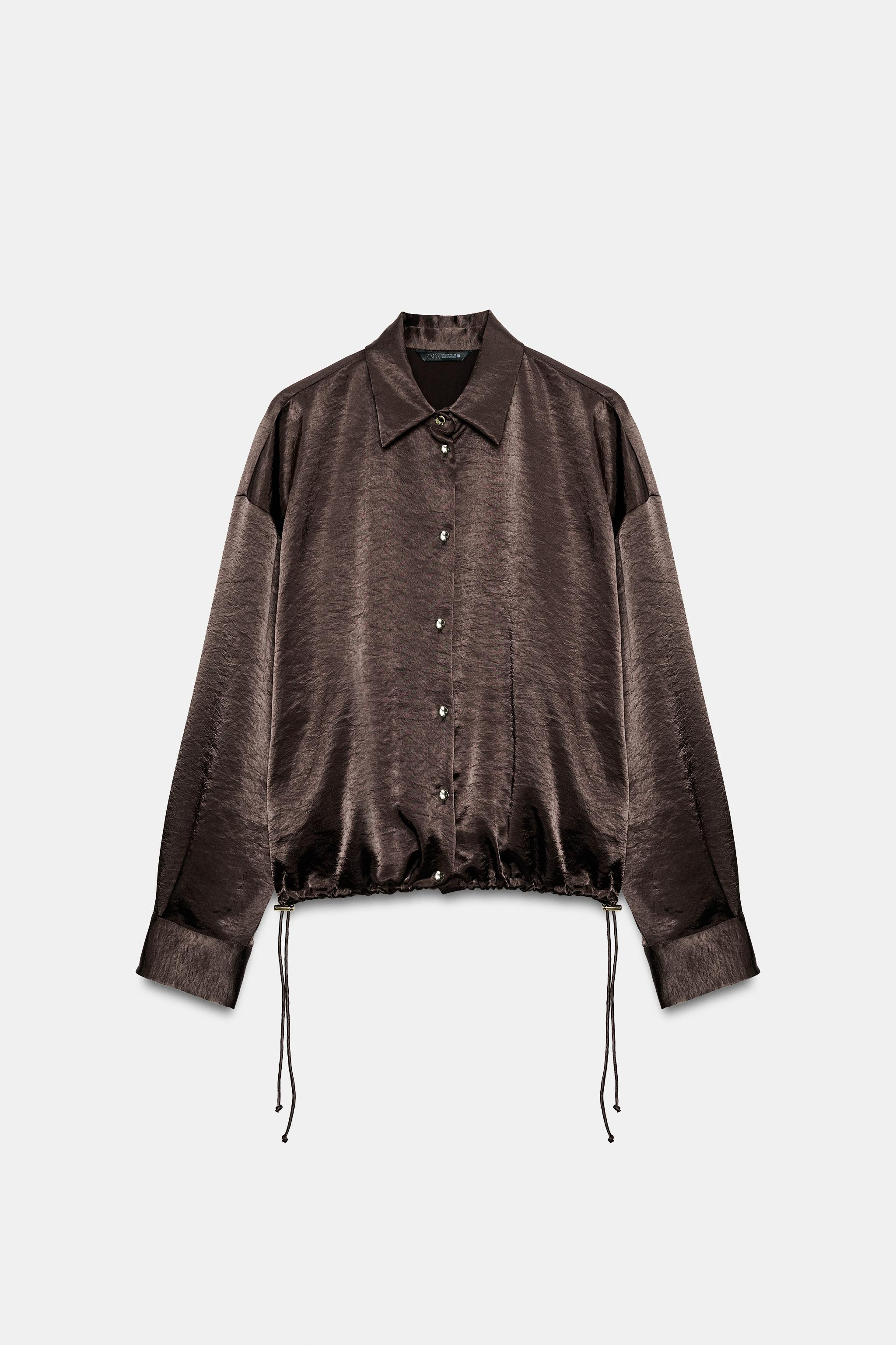 DRAWSTRING SATIN BLOUSE | Zara US