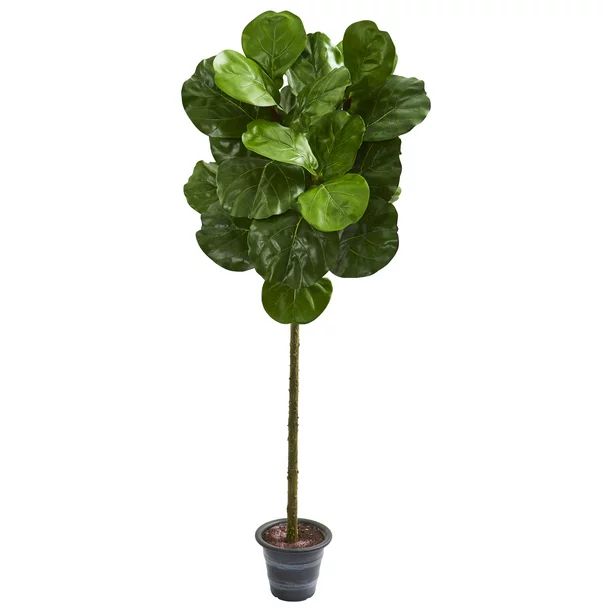 Nearly Natural 4Ft. Fiddle Leaf Artificial Tree With Decorative Planter, Green - Walmart.com | Walmart (US)