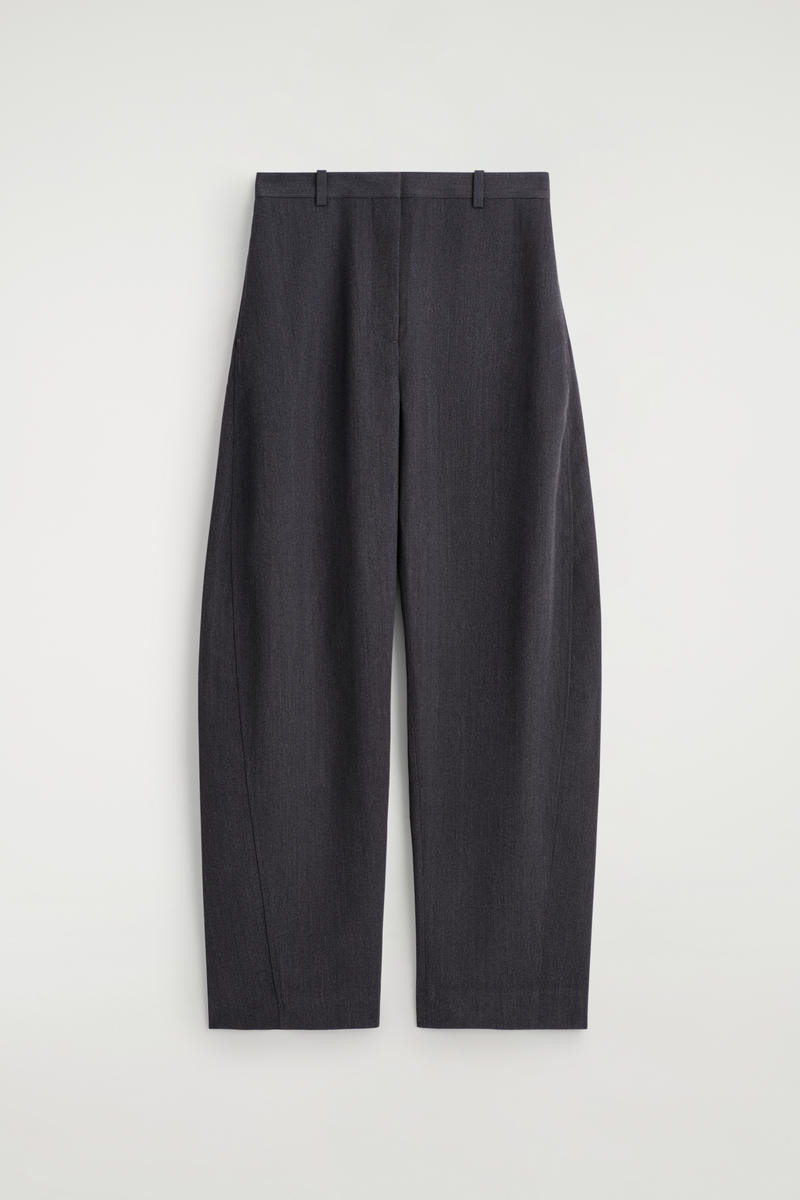 Wool-Blend Barrel-Leg Trousers in Grey | COS UK