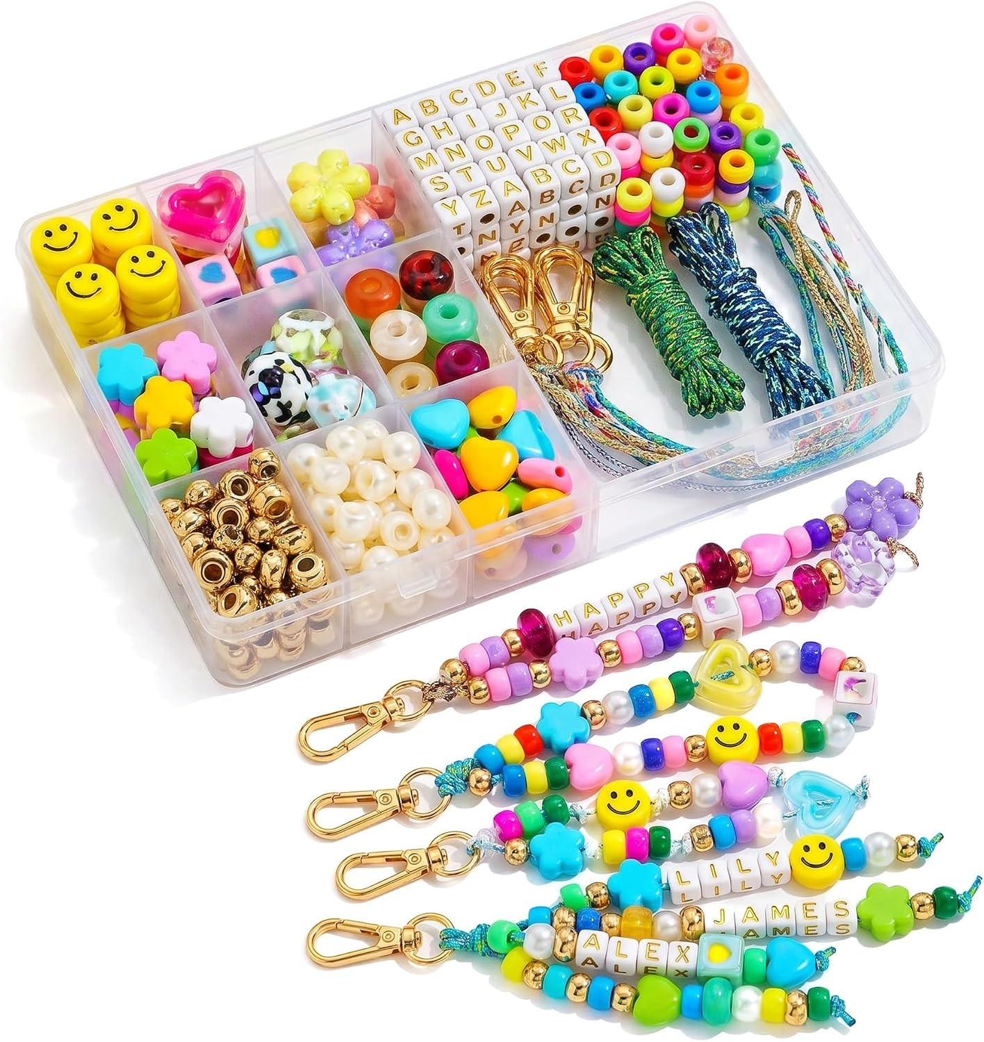421 PCS DIY Beaded Keychain Making Kit, Bag Charm Craft Supplies – Acrylic Alphabet Bag Beads, Heart Star Flower Shapes, Make Handmade Gifts for Friends Family, Create Zipper Pulls, Making Kit Gifts | Amazon (US)