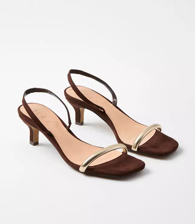 Metallic Slingback Kitten Heel Sandals | LOFT
