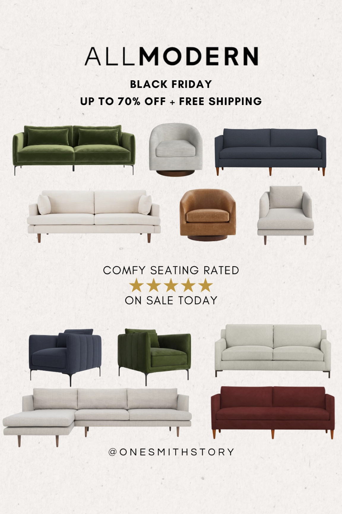 Cozy sofas, accent chairs, arm chairs, swivel chairs and sectionals, all with 5 star ratings and up to 70% off, plus free shipping for AllModern’s Black Friday Sale!

@allmodern #allmodernpartner #modernmadesimple

#LTKHome #LTKCyberWeek #LTKSaleAlert