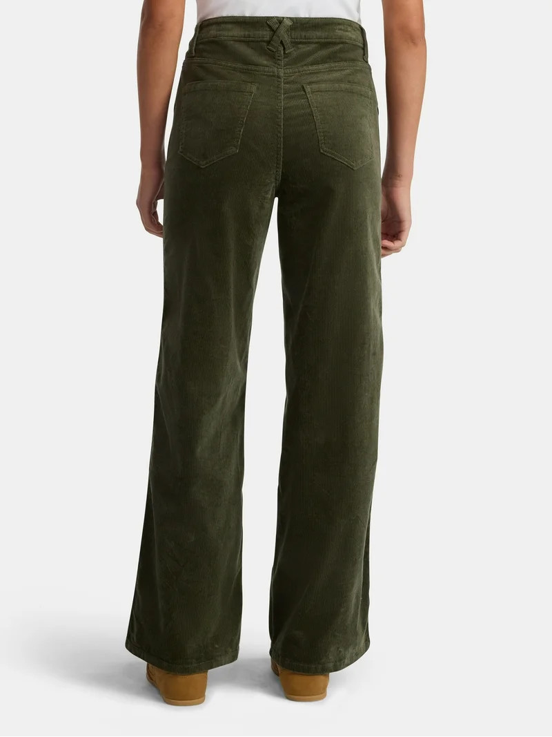 Time and Tru Women's and Women's Plus Corduroy Seamed Wide Leg Pants, 31" Inseam, Sizes 2-22 - Wa... | Walmart (US)