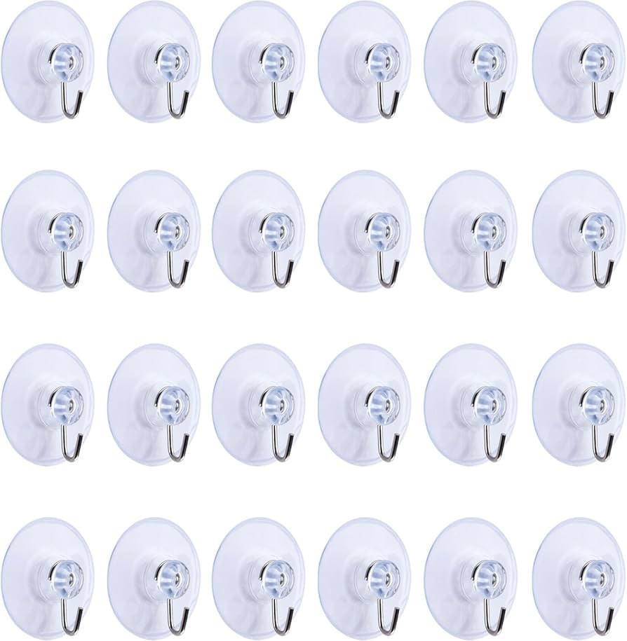 Mudder 24 Pack Suction Cup Wall Hook Hanger, 1.77 Inch / 45 mm Clear PVC Suction Cups with Metal ... | Amazon (US)