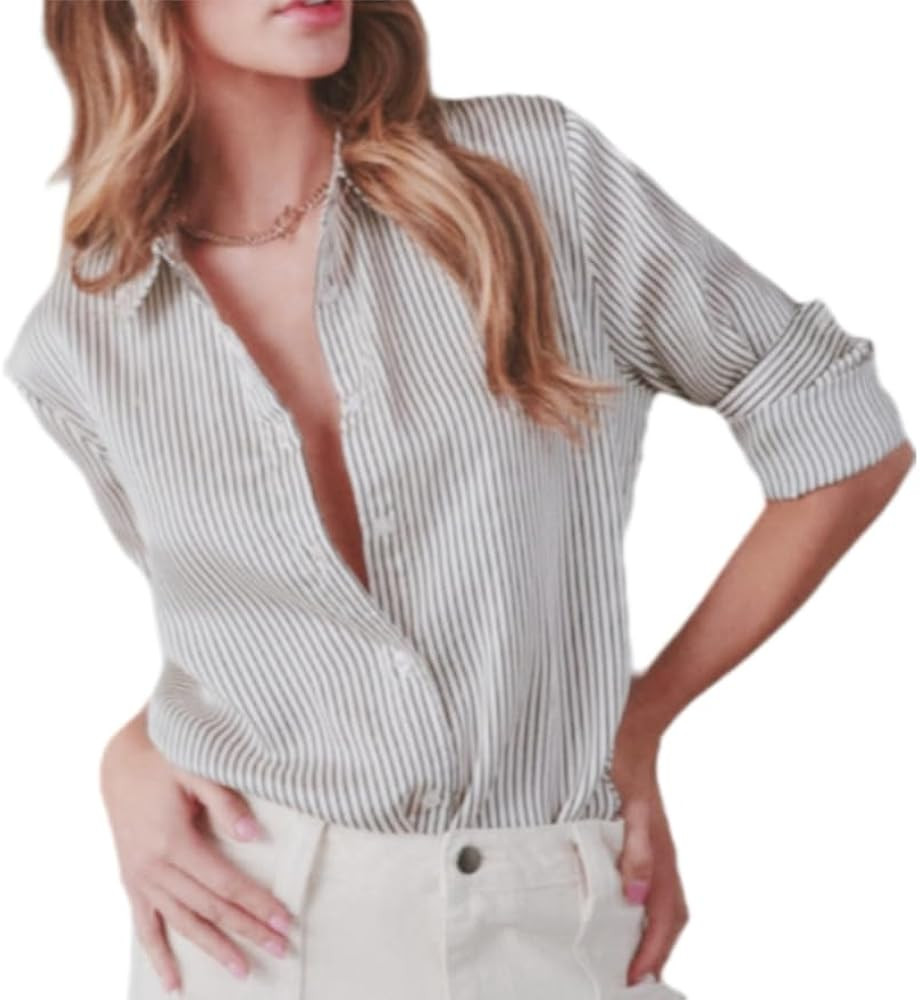 Premium Wrinkle-Resistant 40% Bamboo Fiber Button Down Shirts for Women Business Casual Long Slee... | Amazon (US)