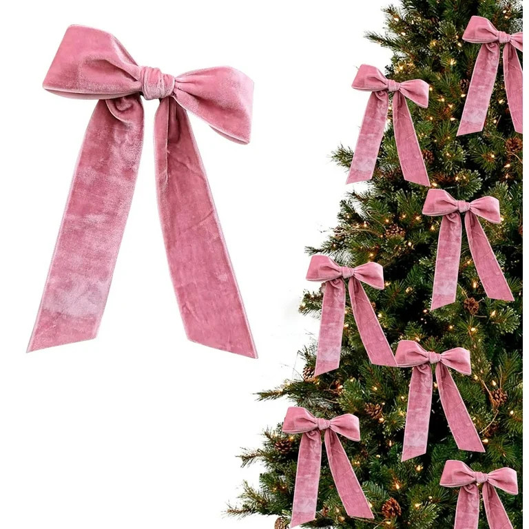 12 Of Velvet Bows For Christmas Tree Decoration Flower Garlands Flower Garlands Velvet Bows | Walmart (US)