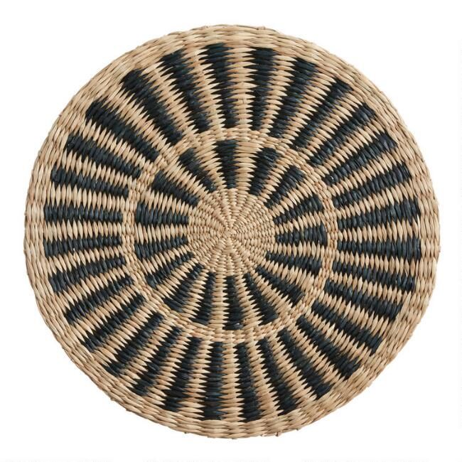 Round Natural and Black Woven Fiber Placemat | World Market
