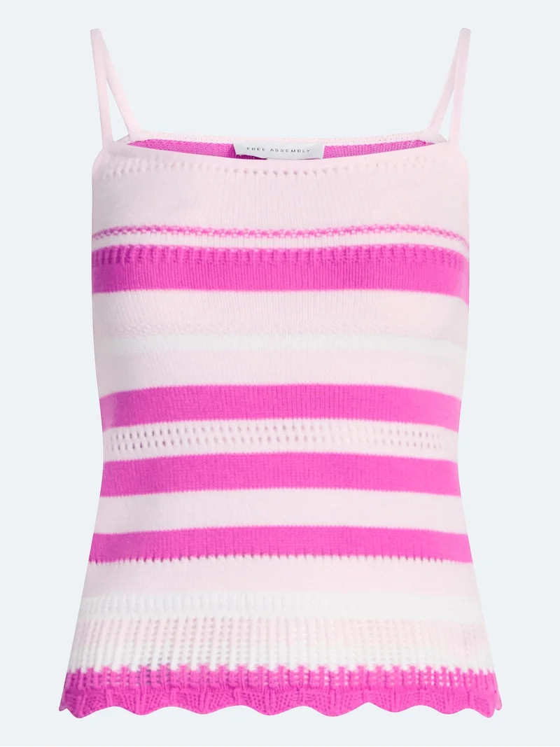 Free Assembly Women's Textured Stitch Stripe Tank Top, Sizes XS-XXL | Walmart (US)
