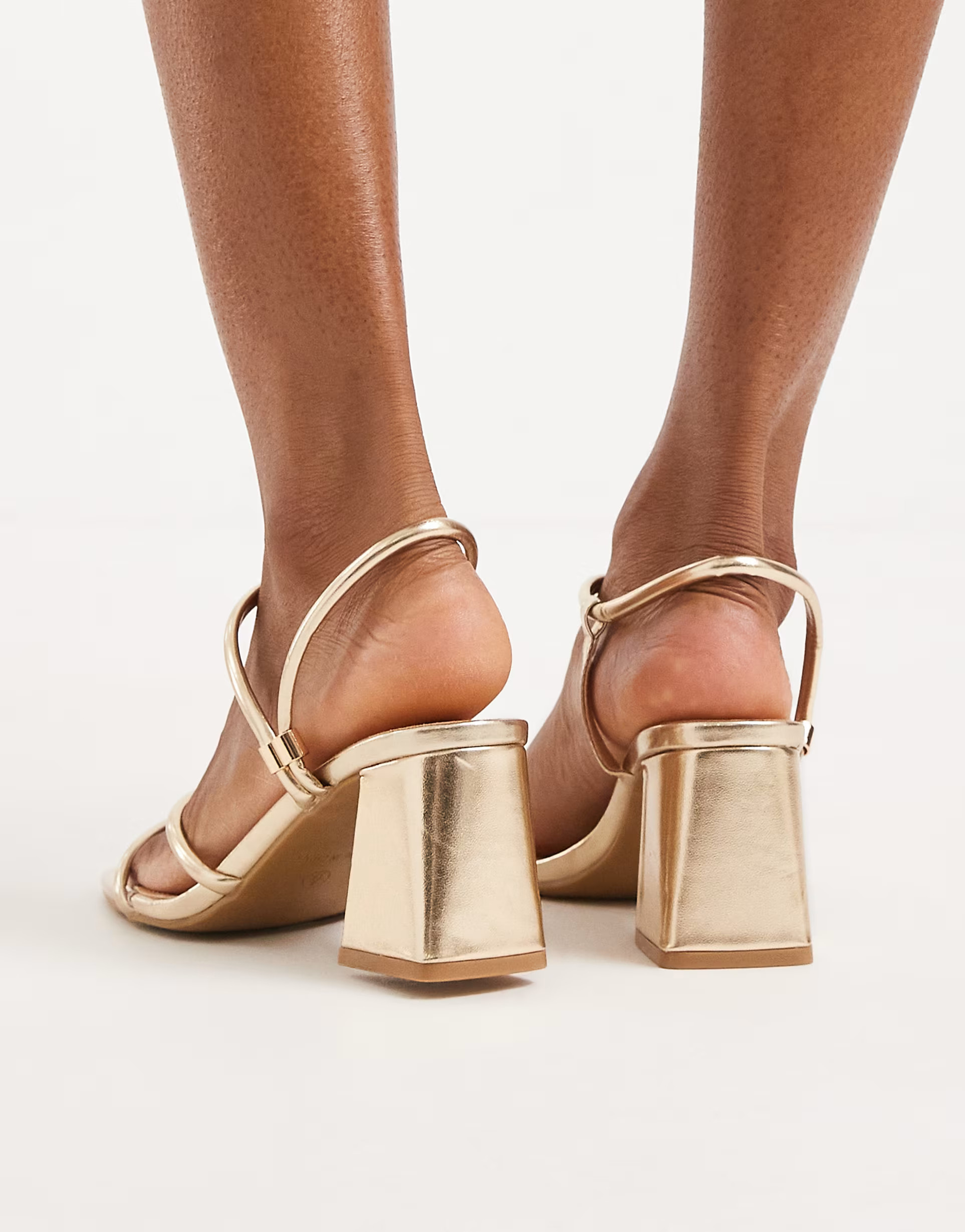 SEQWL Dandelion strappy block heeled sandals in gold | ASOS (Global)