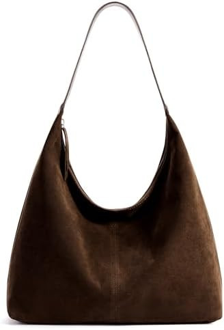 KALIDI Slouchy Tote Bag 18L Casual Vegan Leather Crescent Hobo Zipper Bag | Everyday Soft Shoulde... | Amazon (US)