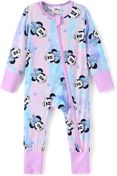 Disney Princess Stitch Marvel Baby Viscose Made from Bamboo Long Sleeve Footie Romper Zipper Outf... | Amazon (US)