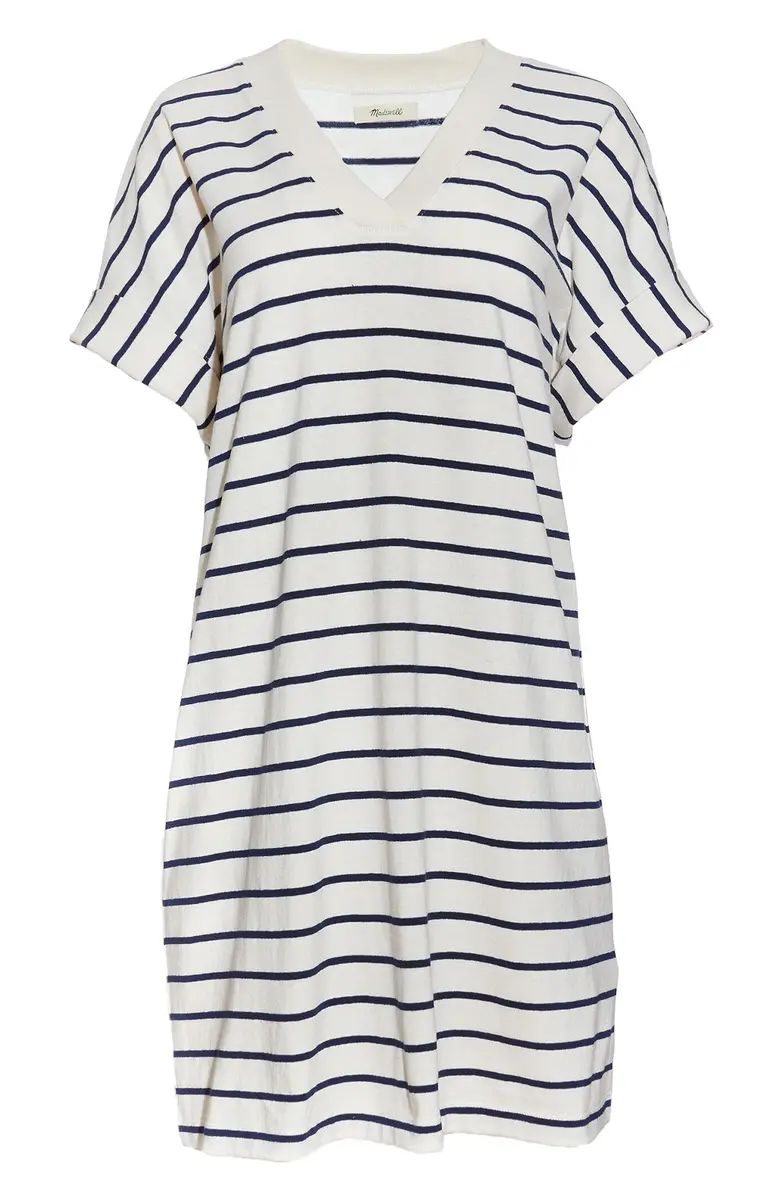 Indigo Stripe V-Neck T-Shirt Dress | Nordstrom
