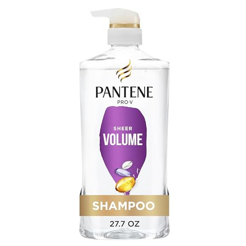 Pantene Shampoo, Sheer Volume - 72-Hour Fullness, Lightweight Nourishment with Pro-Vitamin B5 + Antioxidants, Fine, Thin, Color-Treated Hair, Paraben Free, Remove Build Up for Body & Shine, 27.7 Fl Oz | Amazon (US)