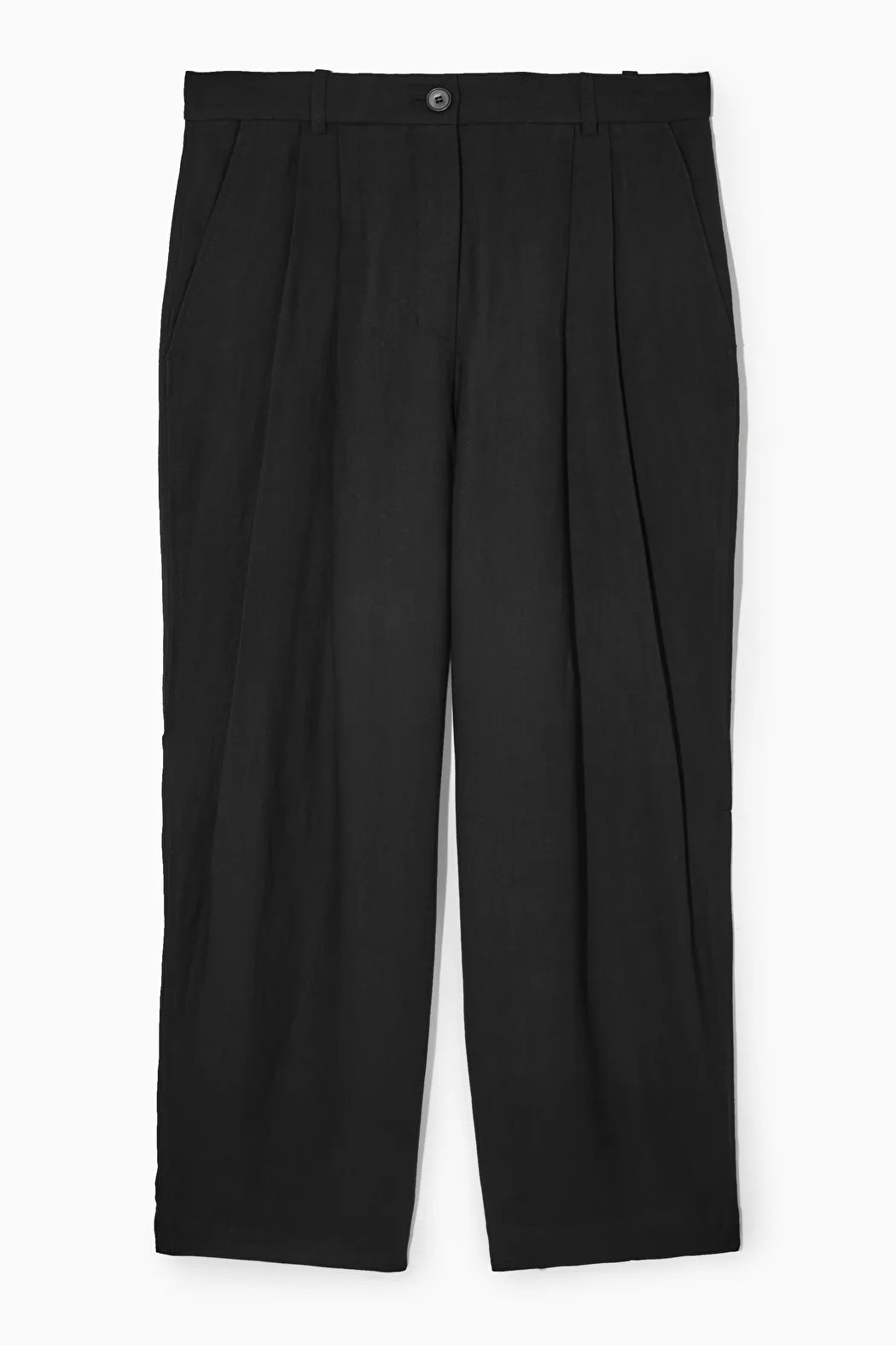 HOSE AUS EINER LEINENMISCHUNG MIT GERADEM BEIN - SCHWARZ - Trousers - COS | COS (EU)