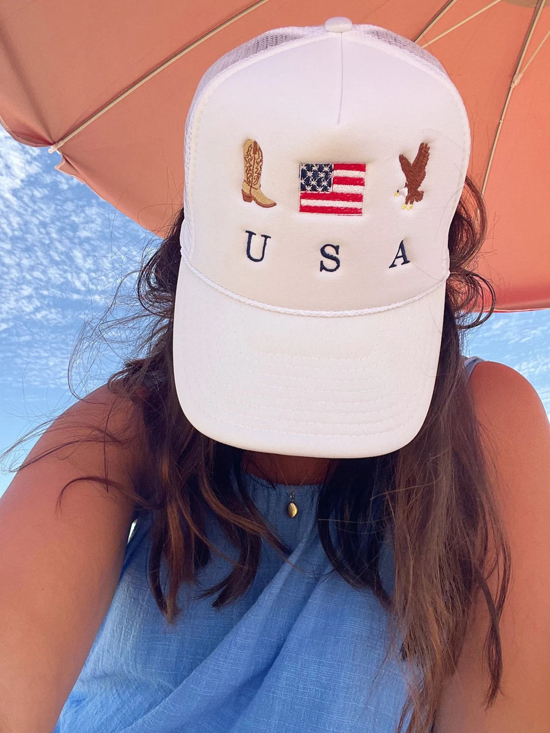 Embroidered USA Icons Trucker Hat Mesh Trucker Hat 4th of July Trucker Hat Custom Trucker Hat Cou... | Etsy (US)