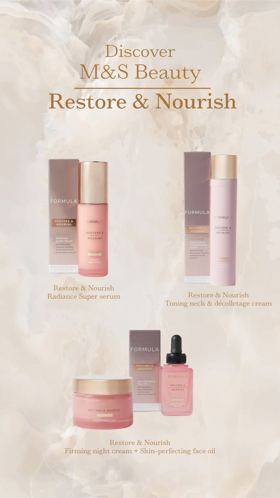 Discover formula at M&S, their relaunch of the beauty range! Here is my Restore & Nourish routine that hydrates my skin for dewy skin in the morning#LTKGiftGuide 

#LTKeurope #LTKbeauty