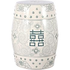 JONATHAN Y TBL1013C Double Happiness 18" Chinoiserie Ceramic Drum Indoor/Outdoor Garden Stool Boh... | Amazon (US)