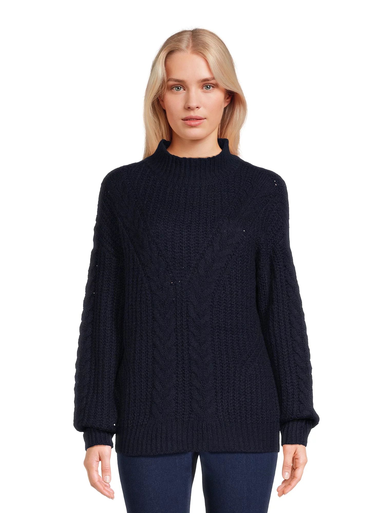 Time and Tru Women's Mock Neck Sweater, Mid-Weight, Sizes XS-XXXL - Walmart.com | Walmart (US)