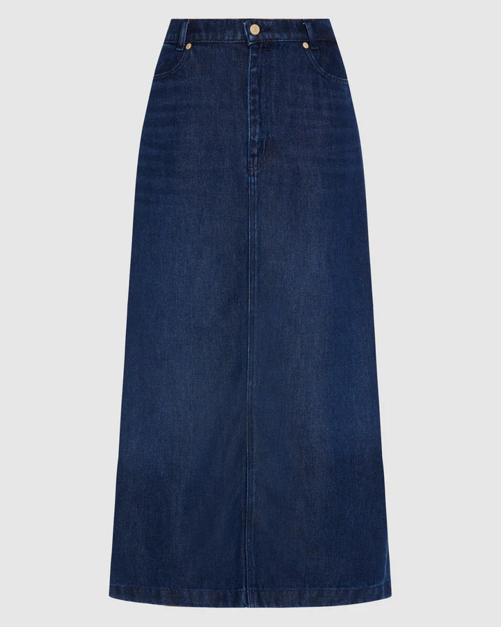 Denim Lustre Midi Skirt in Stormy | 7 For All Mankind