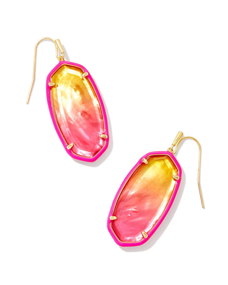 Elle Gold Enamel Framed Drop Earrings in Sunset Ombre Illusion | Kendra Scott