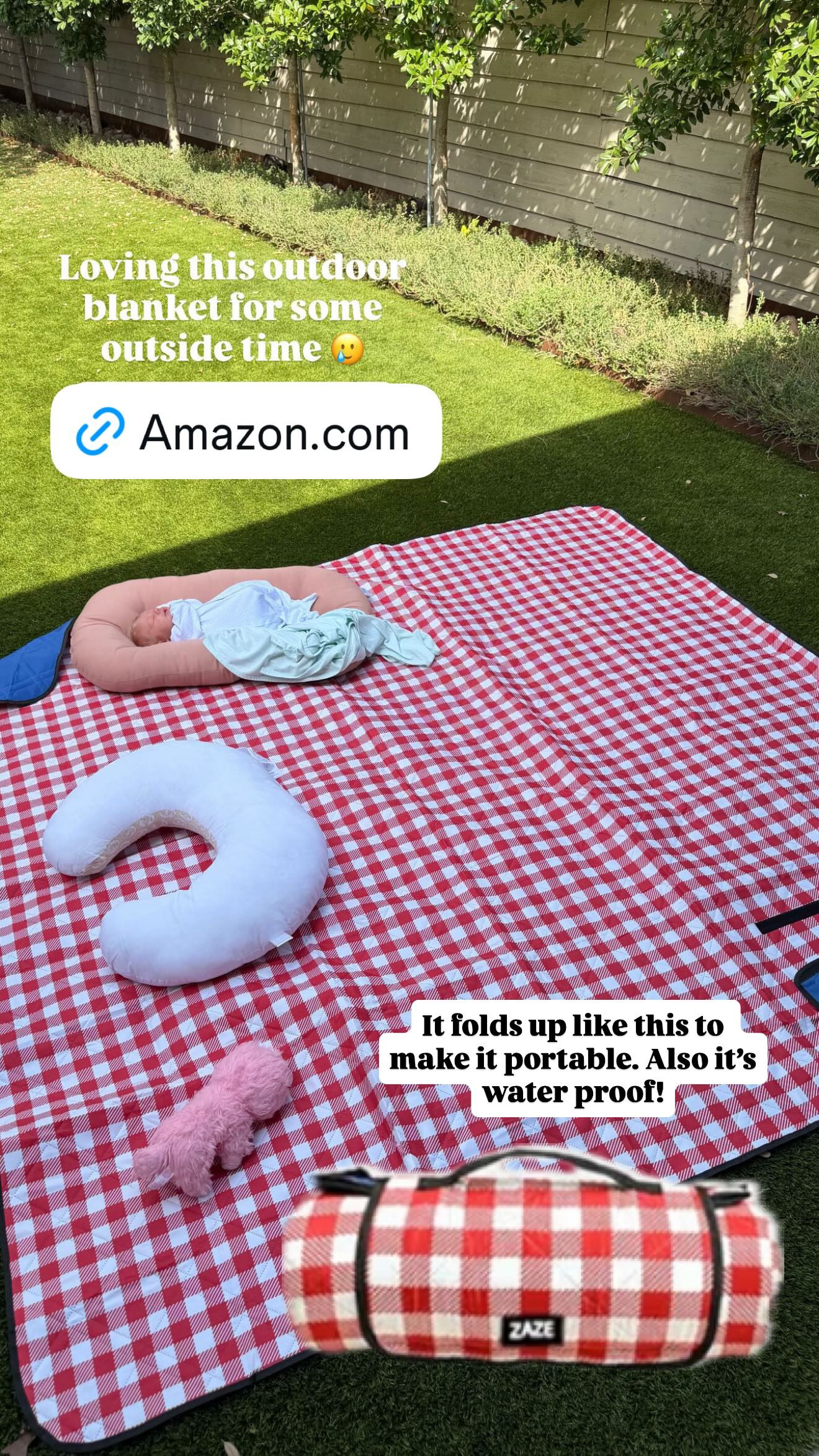 Loving this outdoor blanket for some outside time! It folds up like this to make it portable and is waterproof. 

 #LTKmomlife #LTKKids