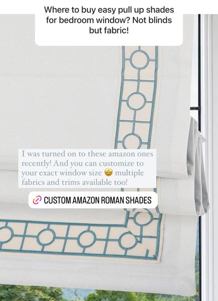 LOVING the affordable customization offered with these Roman shades. Many fabrics and trims available ! Found on Amazon 🤗




Window treatments on a budget, custom, blinds, shades, curtains, home decor 



#LTKhome