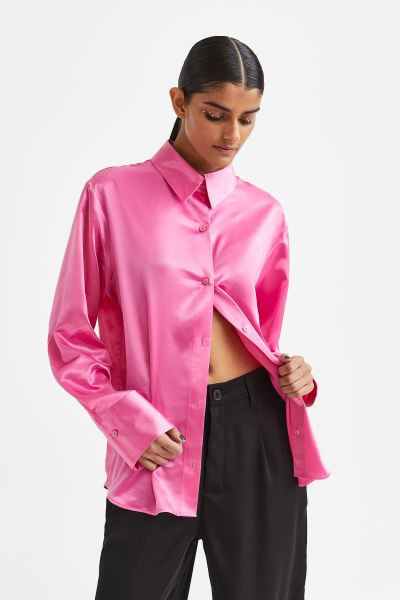 Satin shirt - Pink - Ladies | H&M GB | H&M (UK, MY, IN, SG, PH, TW, HK)
