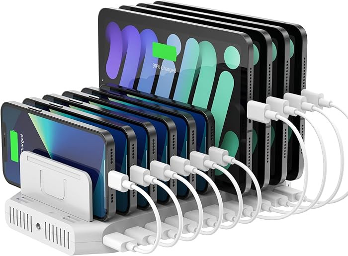 iPad Charging Station, Unitek 96W 10-Port USB Charging Dock Hub with Quick Charge 3.0, Charging S... | Amazon (US)